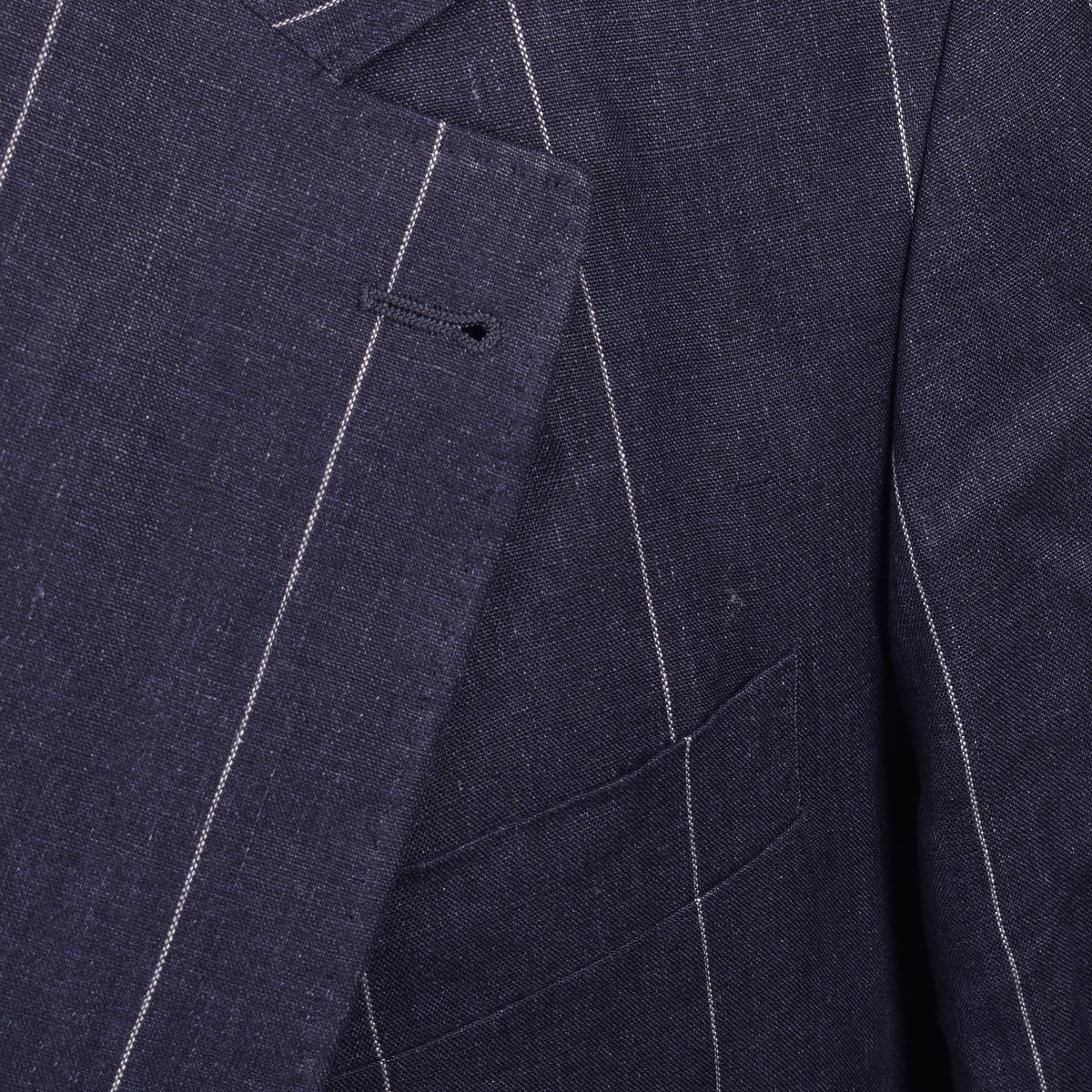 BRUNELLO CUCINELLI MEN'S NAVY STRIPED LINEN SUIT