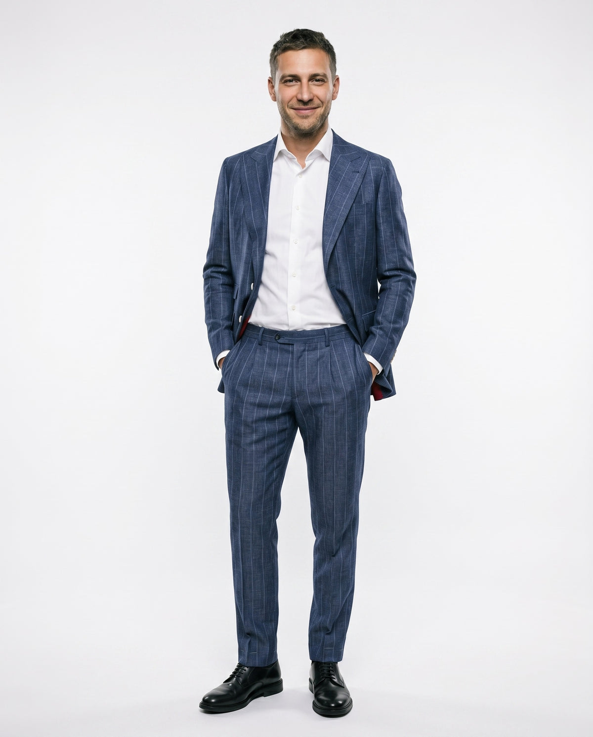 BRUNELLO CUCINELLI MEN'S BLUE VIRGIN WOOL SUIT