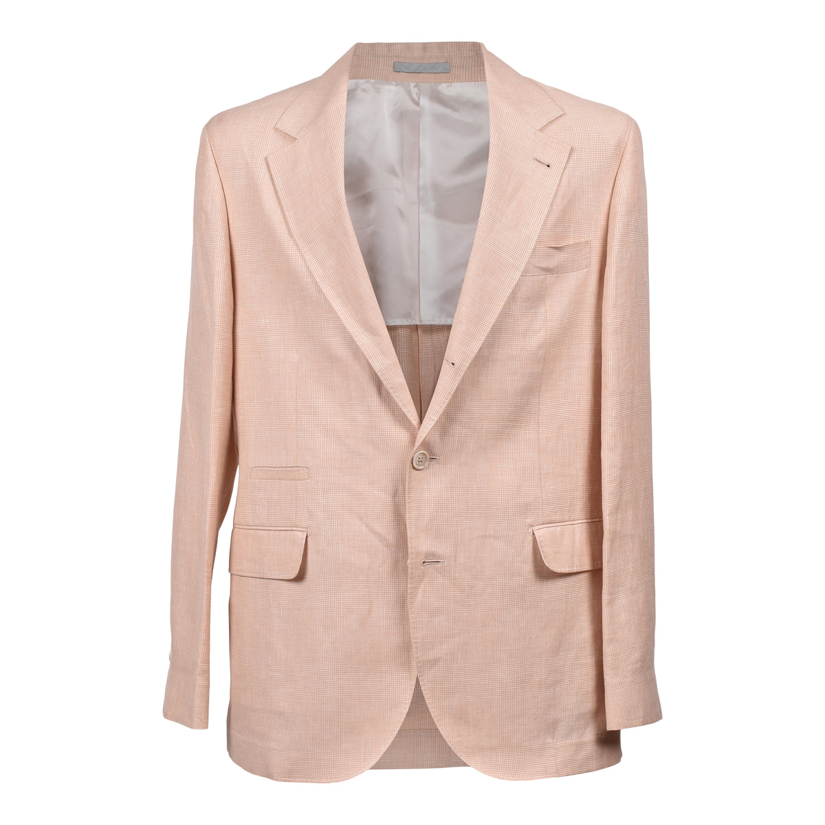 BRUNELLO CUCINELLI MEN'S LIGHT PINK WOOL LINEN SUIT