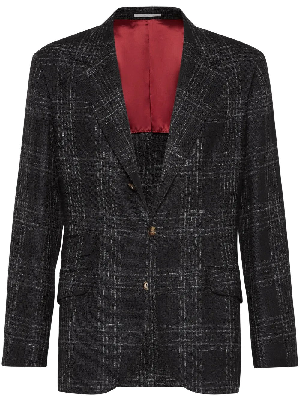 BRUNELLO CUCINELLI MEN'S DARK GREY WOOL SILK BLAZER