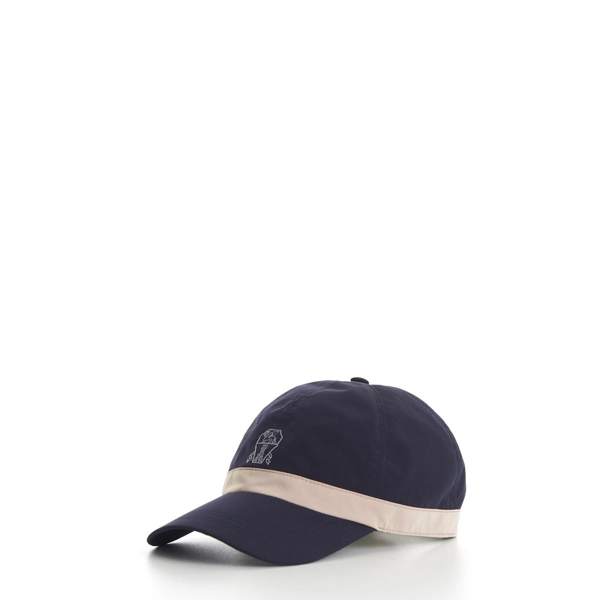 BRUNELLO CUCINELLI MEN'S BLUE BASEBALL CAP WITH EMBROIDERY