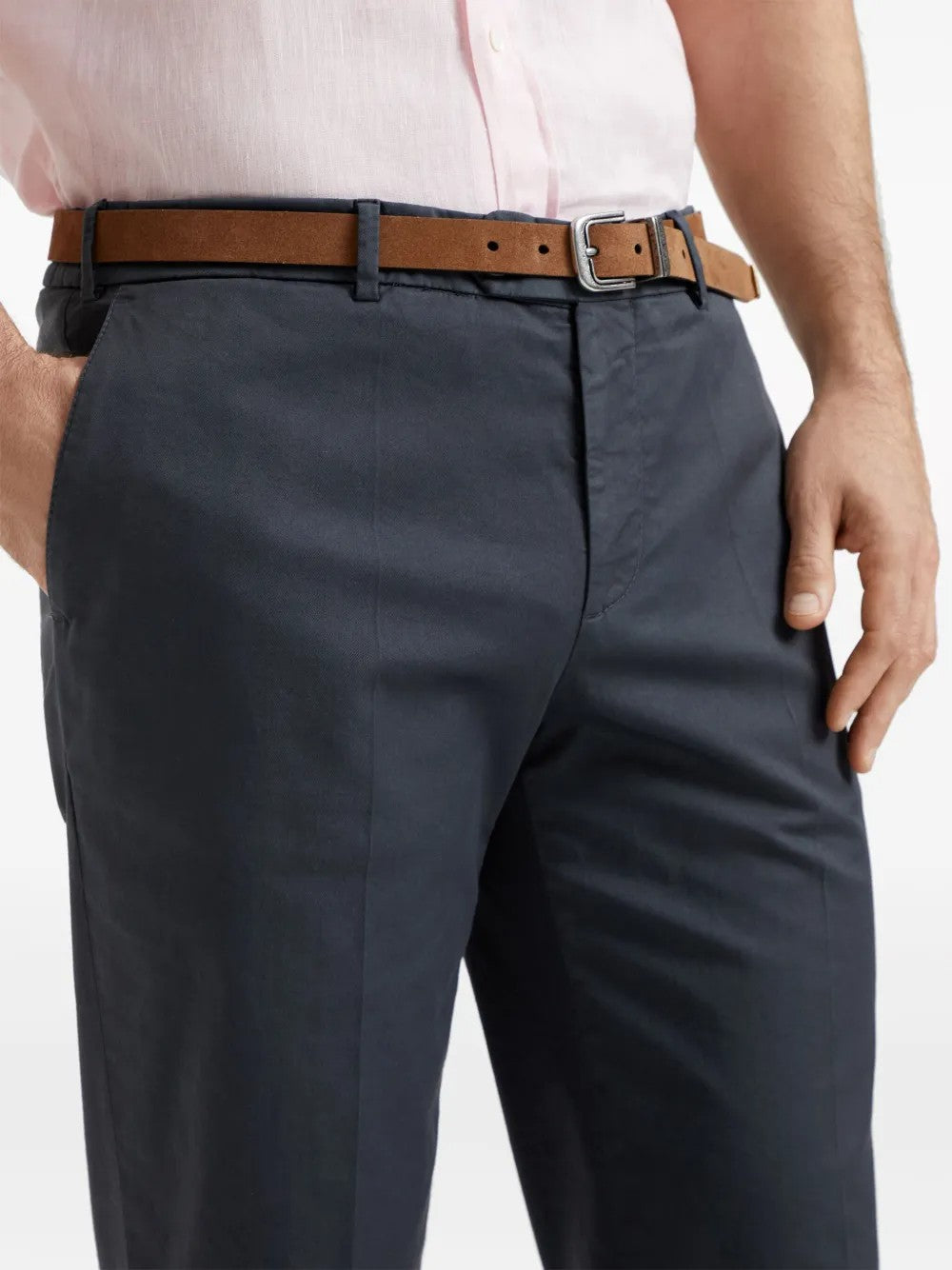 BRUNELLO CUCINELLI MEN'S DARK GREY TAILORED TROUSERS