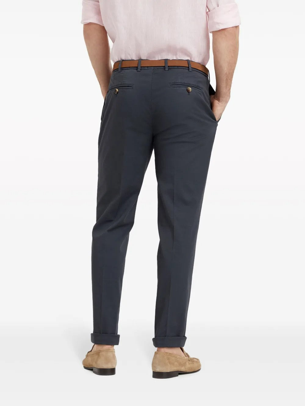 BRUNELLO CUCINELLI MEN'S DARK GREY TAILORED TROUSERS