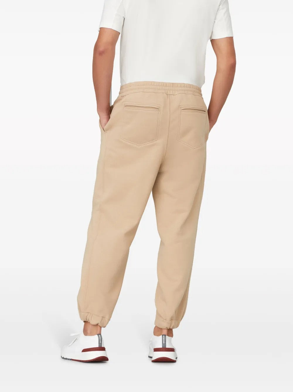 BRUNELLO CUCINELLI MEN'S BEIGE TAILORED JOGGER TROUSERS
