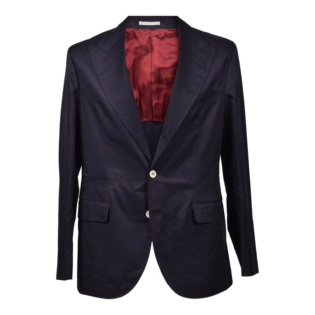 BRUNELLO CUCINELLI MEN'S NAVY TAILORED COTTON BLAZER