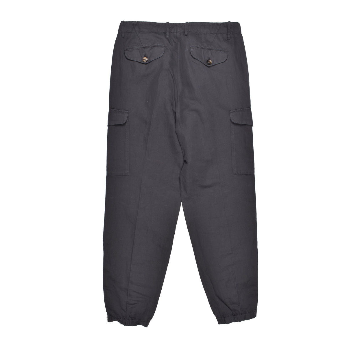 BRUNELLO CUCINELLI MEN'S DARK GREY LINEN TROUSERS