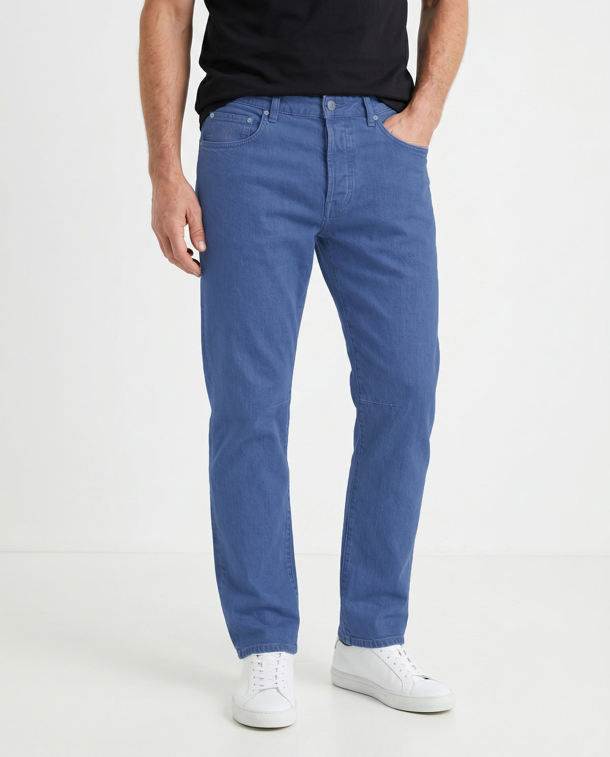 BRUNELLO CUCINELLI MEN'S BLUE LEISURE FIT TROUSERS