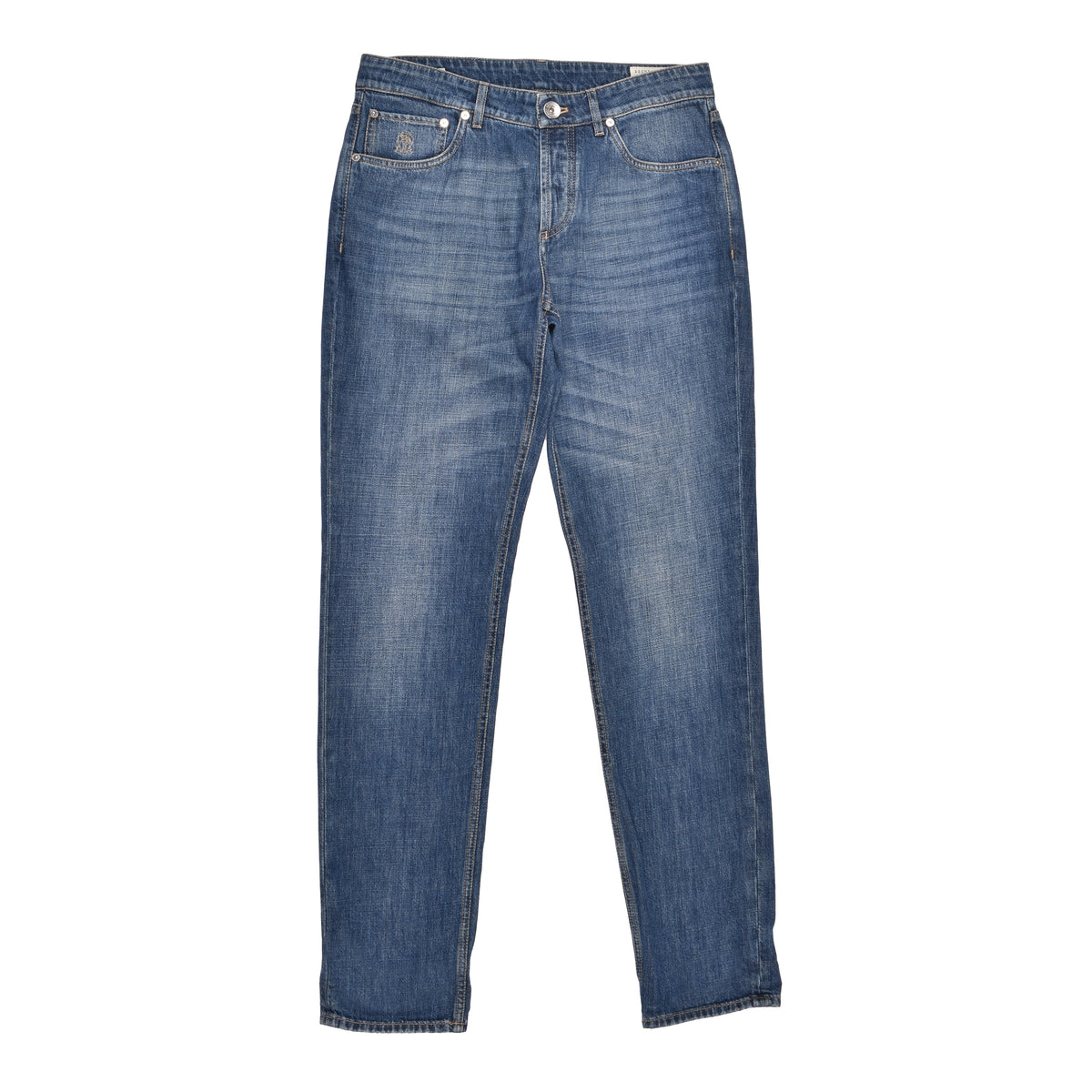 BRUNELLO CUCINELLI MEN'S MEDIUM DENIM FIVE-POCKET JEANS
