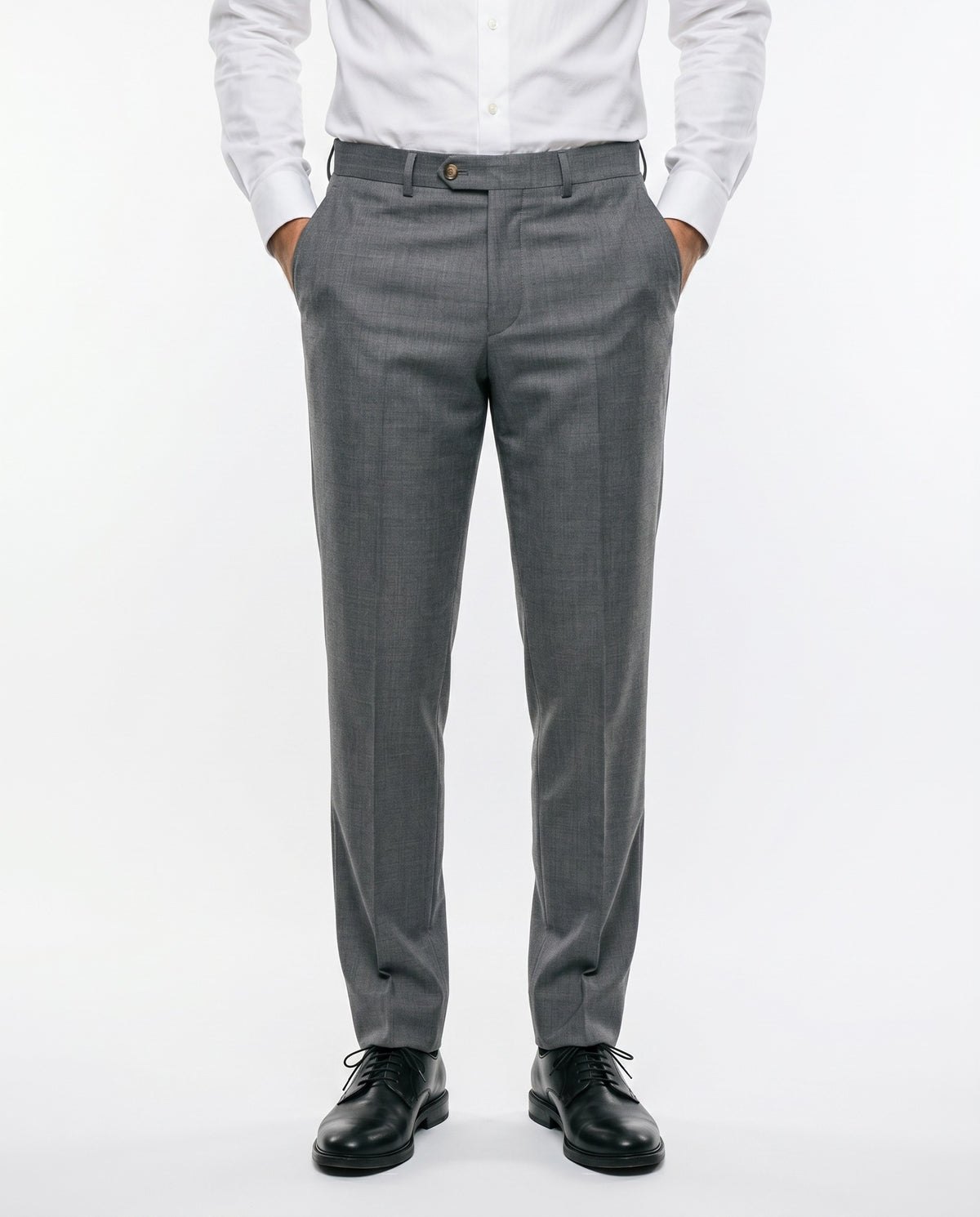 BRUNELLO CUCINELLI MEN'S GREY VIRGIN WOOL TROUSERS