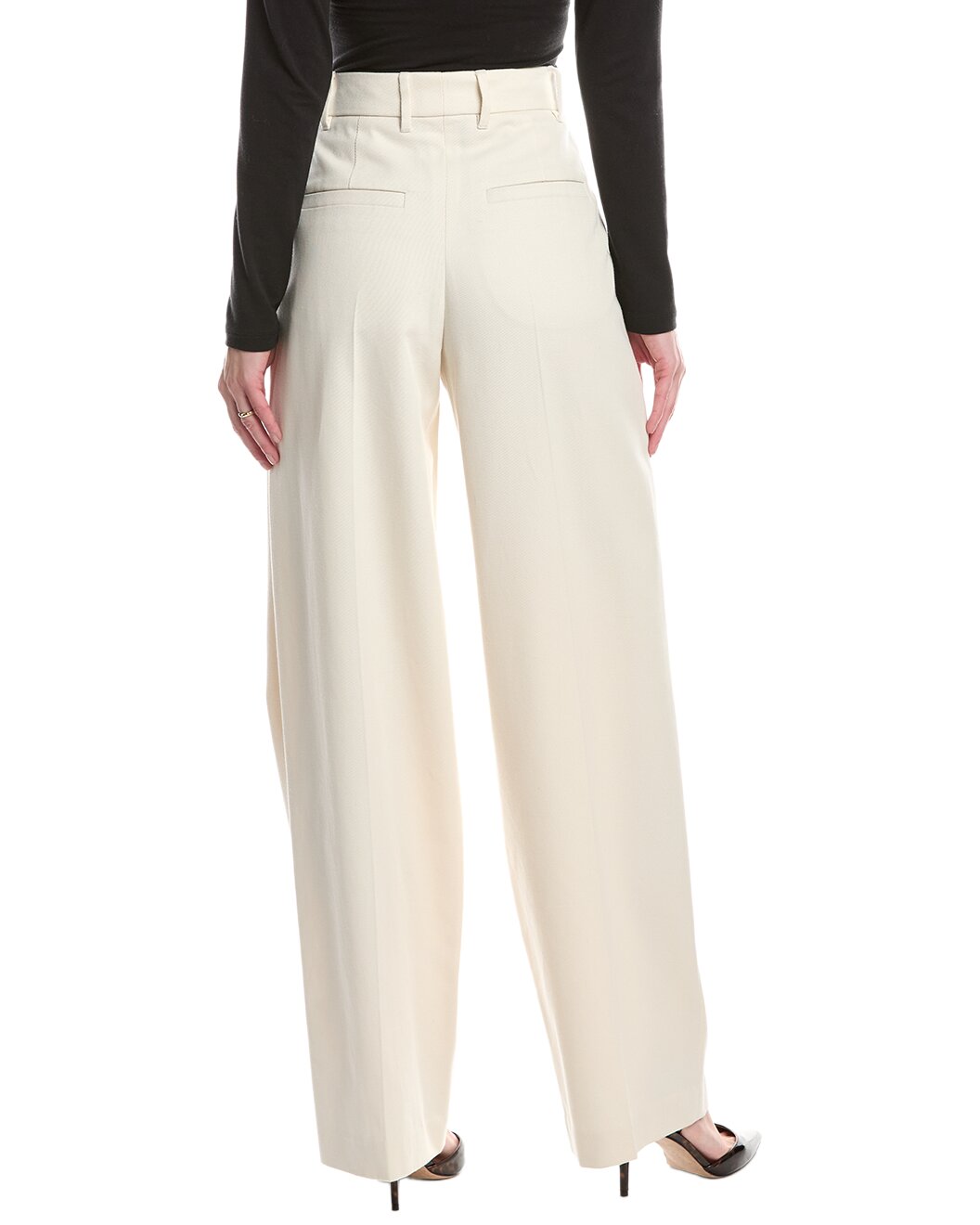 BRUNELLO CUCINELLI WOMEN'S OFF WHITE WIDE LEG TROUSERS