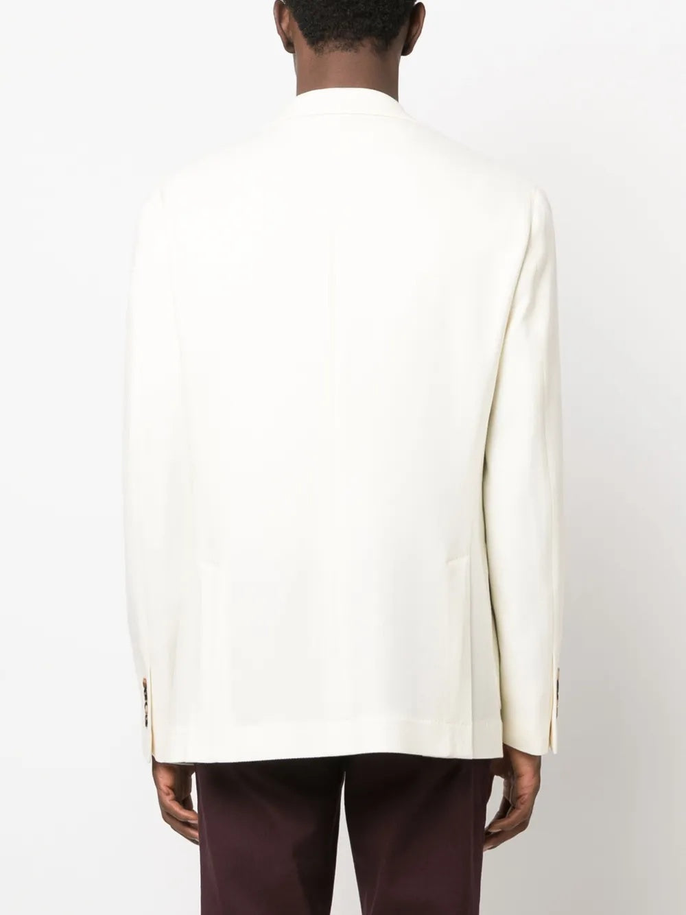BRUNELLO CUCINELLI MEN'S IVORY WOOL SINGLE BREASTED BLAZER