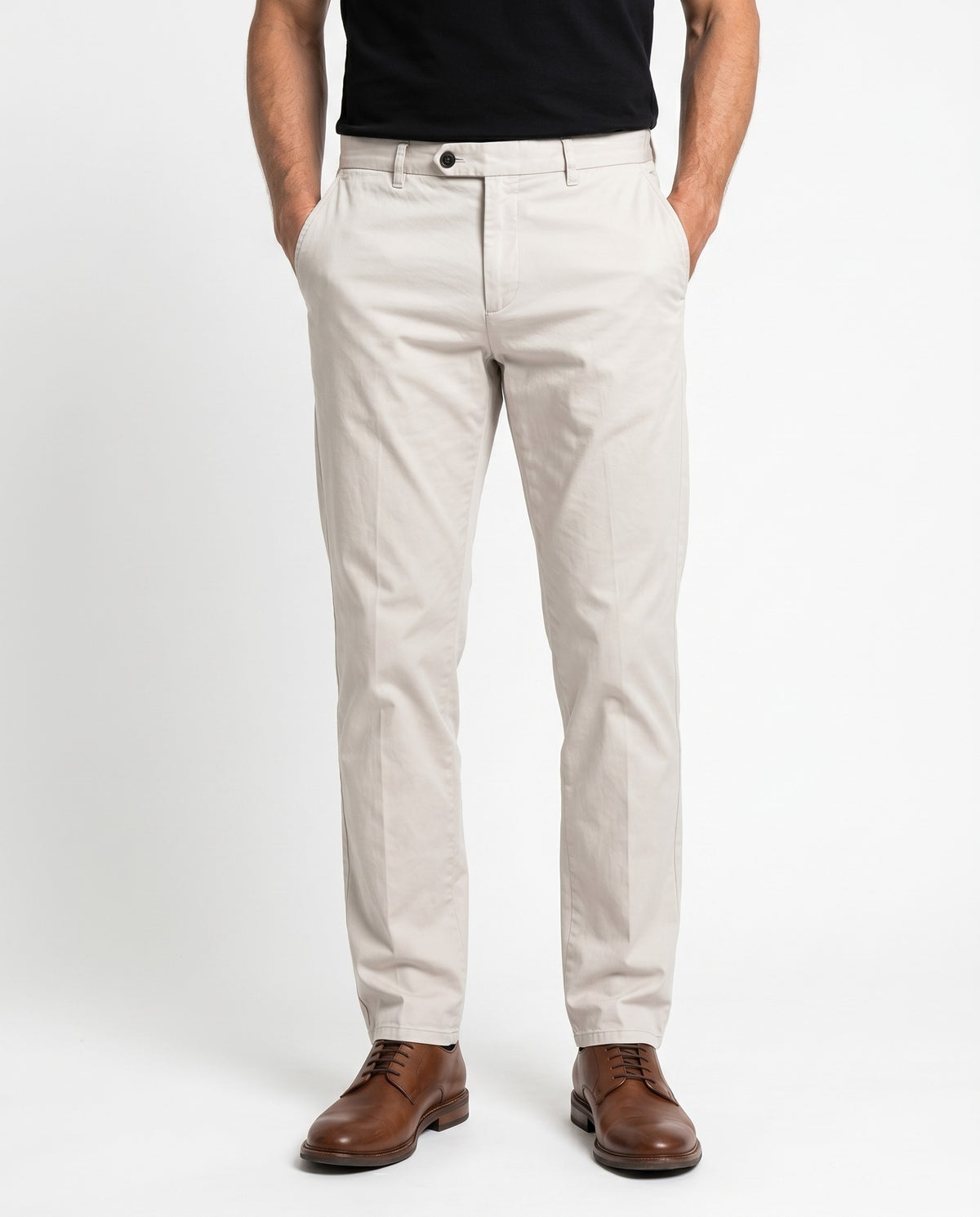 BRUNELLO CUCINELLI MEN'S LIGHT BEIGE TAILORED TROUSERS