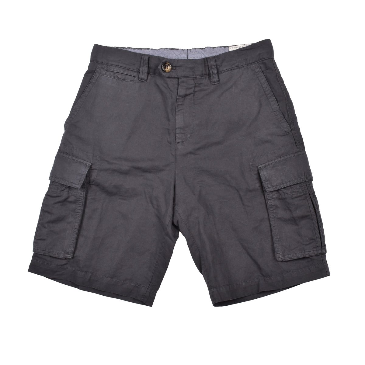 BRUNELLO CUCINELLI MEN'S DARK GREY LINEN BLEND SHORTS