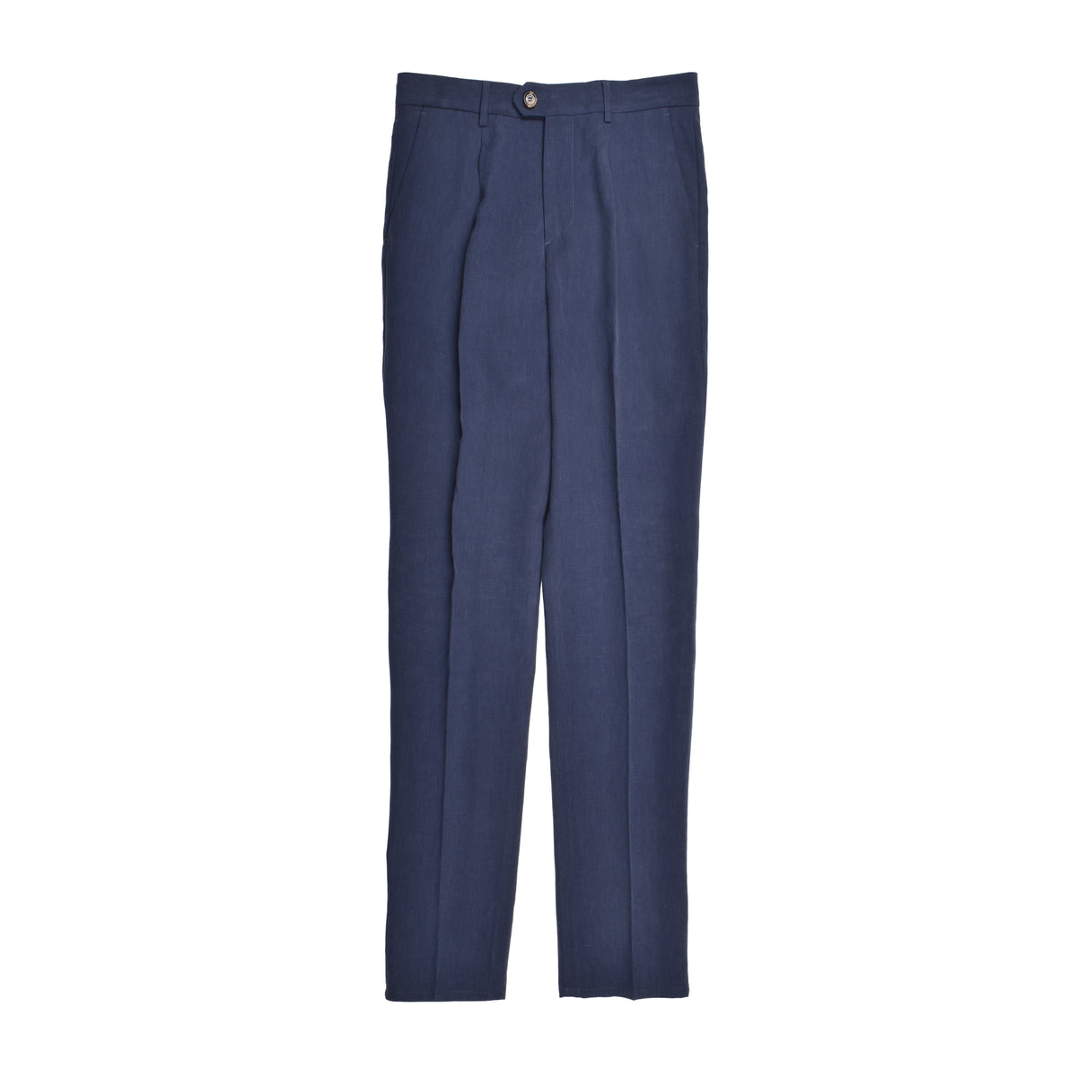 BRUNELLO CUCINELLI MEN'S BLUE LINEN DRESS TROUSERS