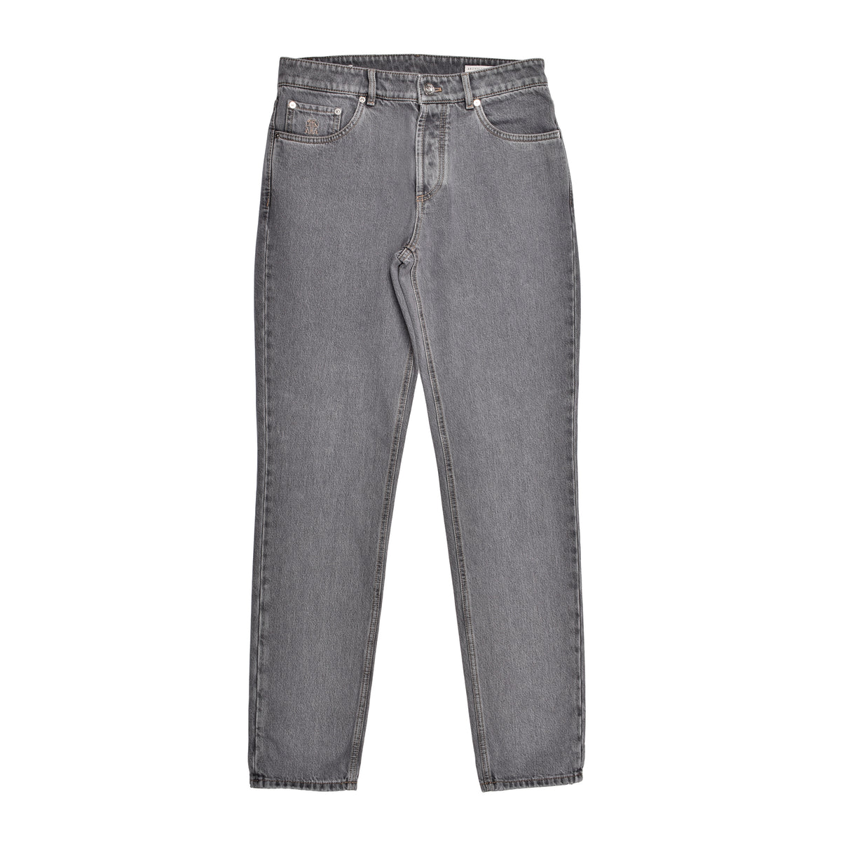 BRUNELLO CUCINELLI MEN'S GRAY STRAIGHT DENIM TROUSERS