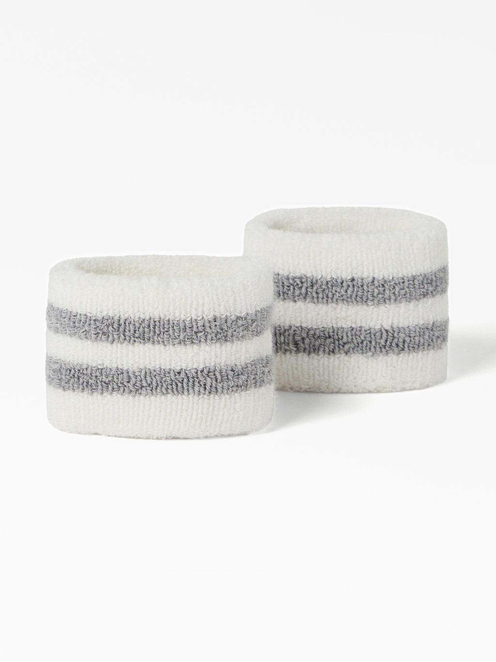BRUNELLO CUCINELLI MEN'S OFF WHITE GREY STRIPED WRISTBANDS