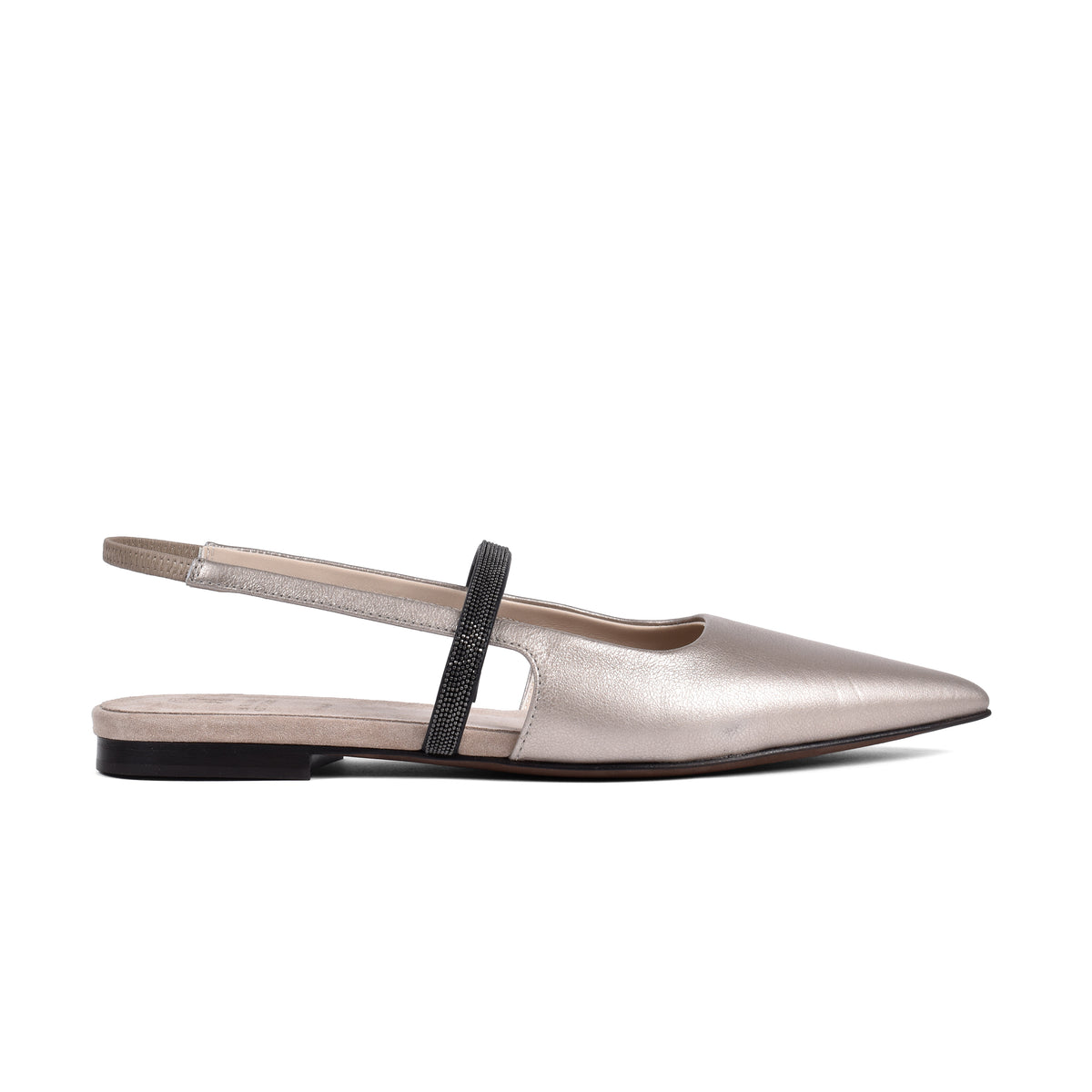BRUNELLO CUCINELLI WOMEN'S METALLIC LEATHER SLINGBACK SHOES
