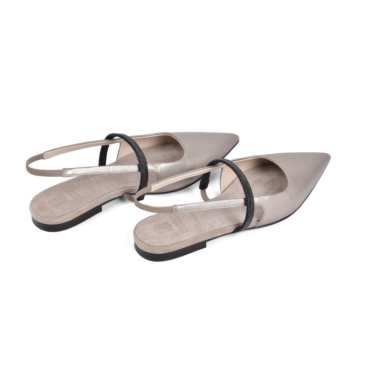 BRUNELLO CUCINELLI WOMEN'S METALLIC LEATHER SLINGBACK SHOES