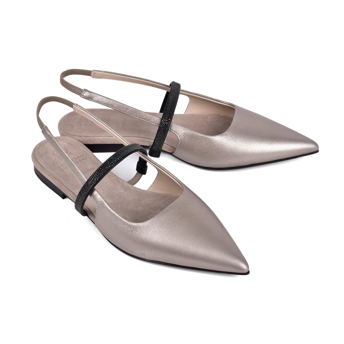 BRUNELLO CUCINELLI WOMEN'S METALLIC LEATHER SLINGBACK SHOES