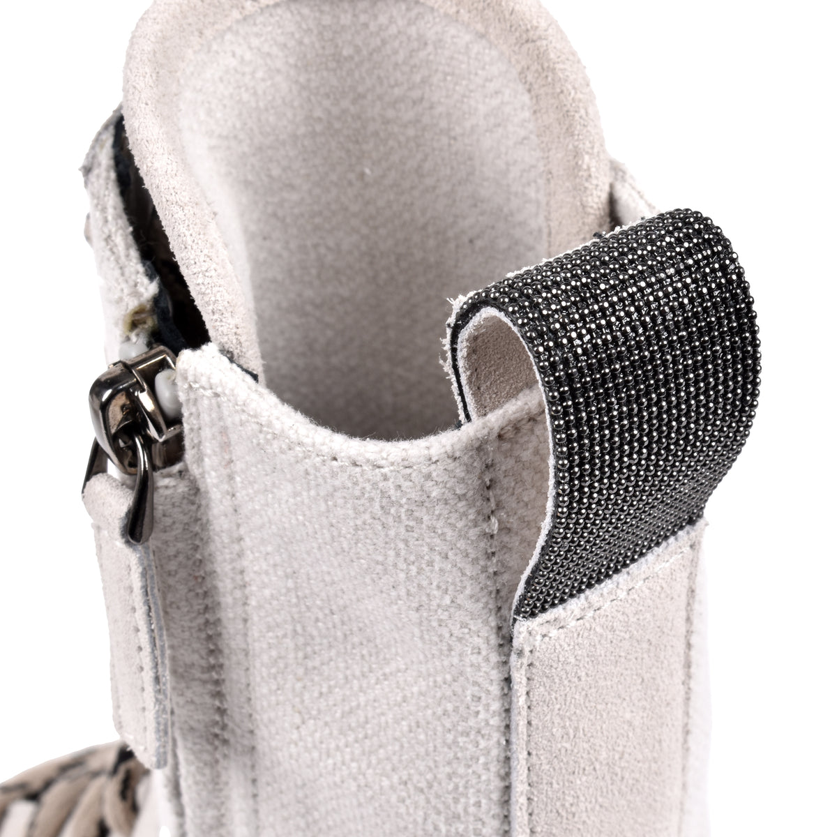 BRUNELLO CUCINELLI WOMEN'S LIGHT BEIGE CANVAS COMBAT BOOTS
