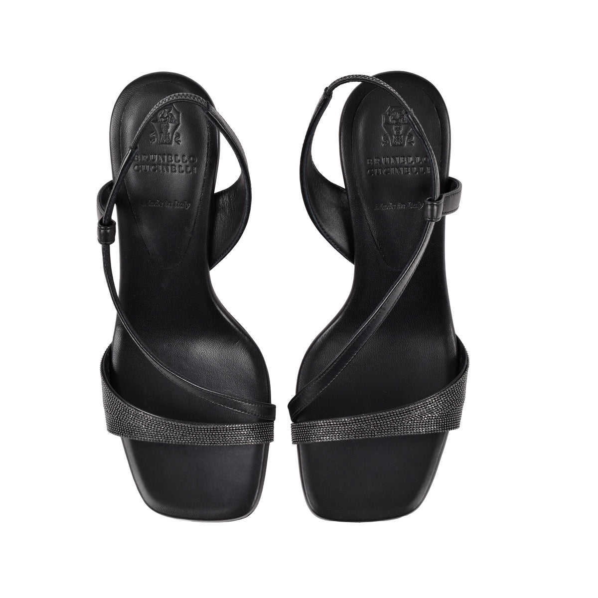 BRUNELLO CUCINELLI WOMEN'S BLACK LEATHER OPEN TOE SANDALS