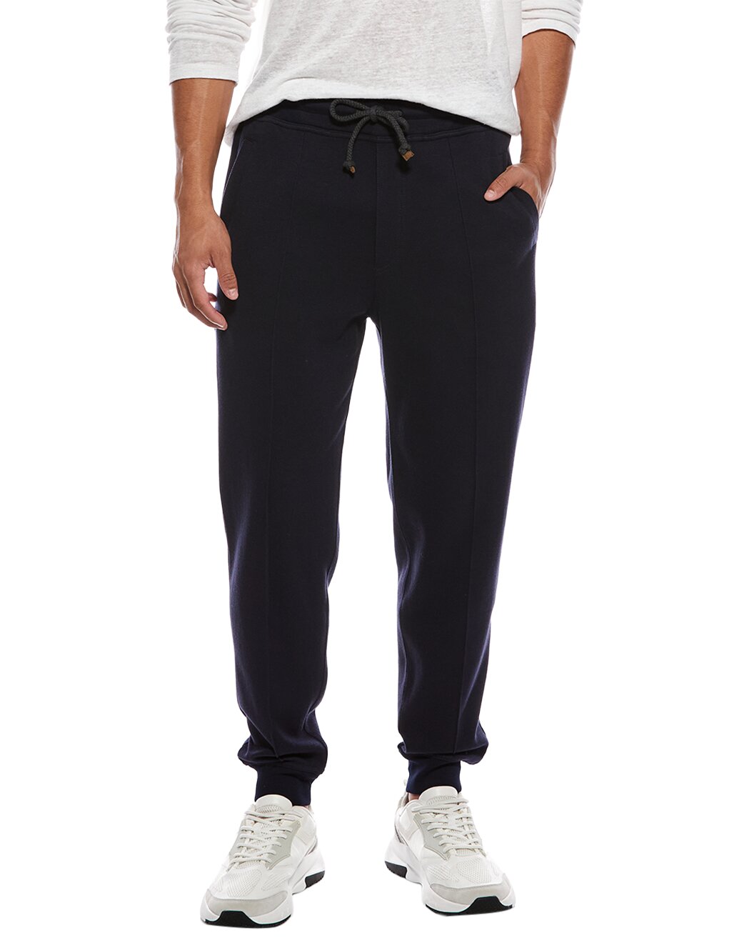 BRUNELLO CUCINELLI MEN'S DARK BLUE COTTON JOGGER TROUSERS
