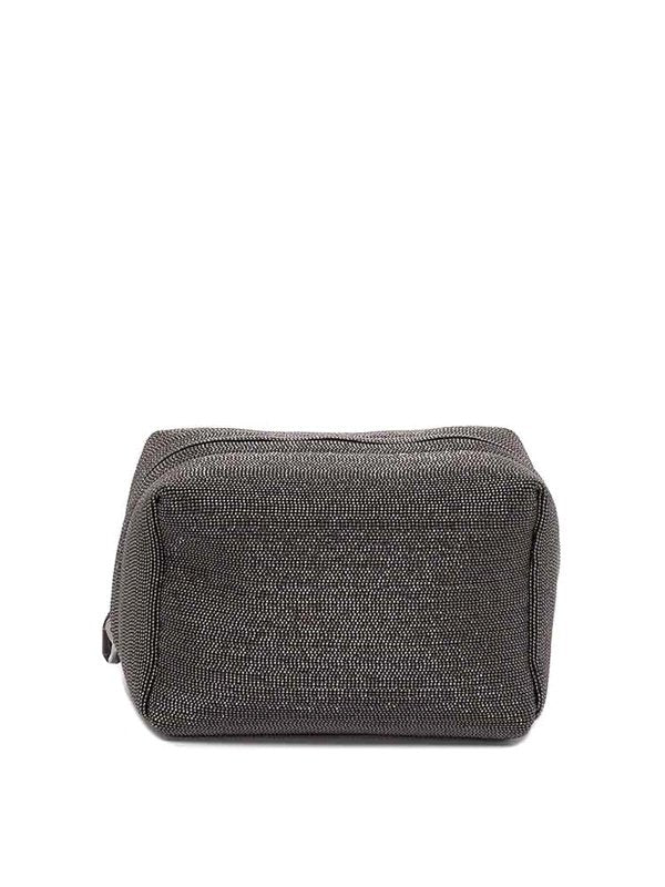 BRUNELLO CUCINELLI WOMEN'S ULTRA BLACK TEXTURED LEATHER POUCH