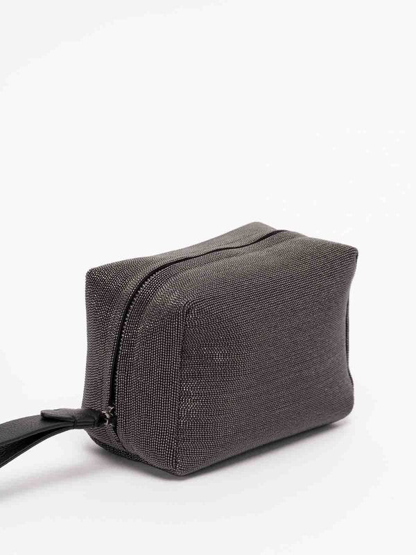 BRUNELLO CUCINELLI WOMEN'S ULTRA BLACK TEXTURED LEATHER POUCH