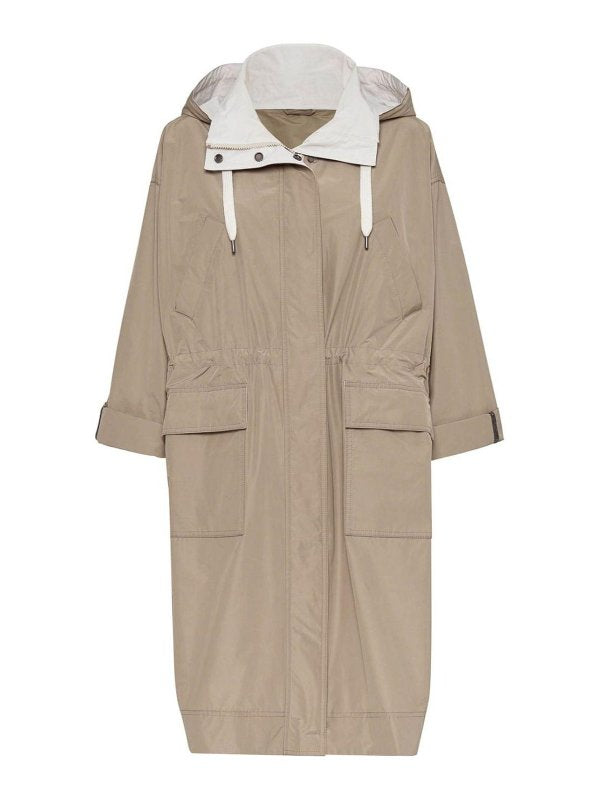 BRUNELLO CUCINELLI WOMEN'S LIGHT BEIGE HOODED PARKA