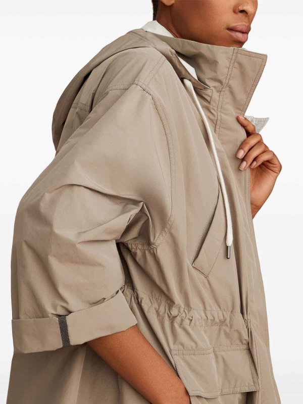 BRUNELLO CUCINELLI WOMEN'S LIGHT BEIGE HOODED PARKA