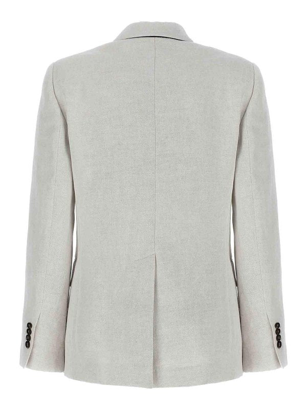 BRUNELLO CUCINELLI WOMEN'S GESSO LINEN COTTON TAILORED BLAZER