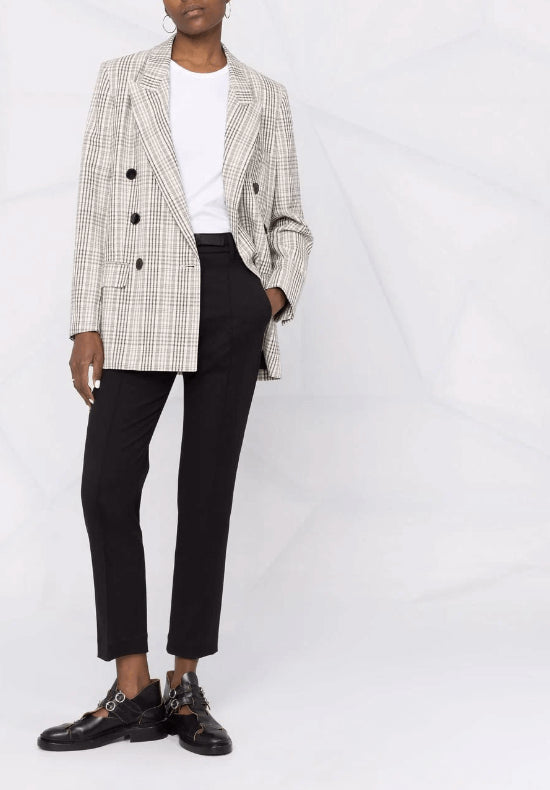 BRUNELLO CUCINELLI WOMEN'S BLACK COTTON TAILORED TROUSERS