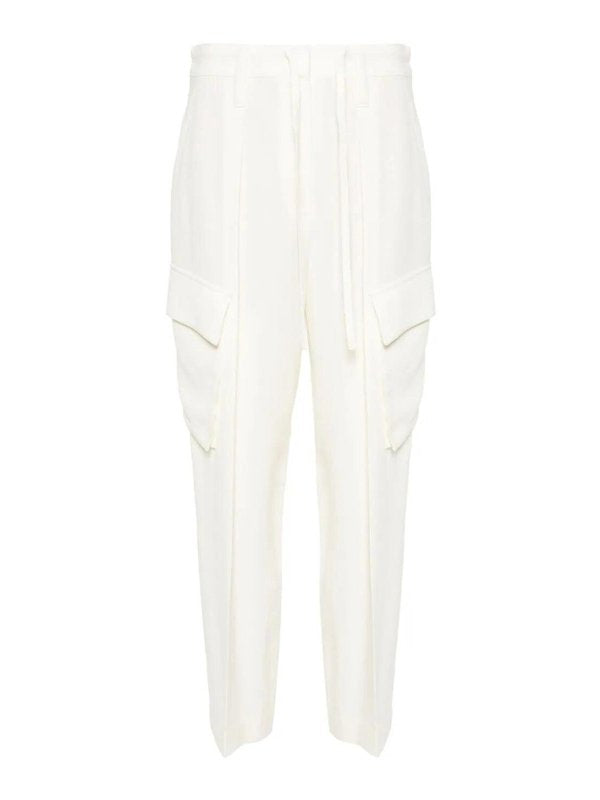 BRUNELLO CUCINELLI WOMEN'S NATURALE WOOL VISCOSE TAPERED TROUSERS