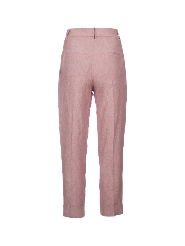 BRUNELLO CUCINELLI WOMEN'S ROSA LINEN TAPERED TROUSERS
