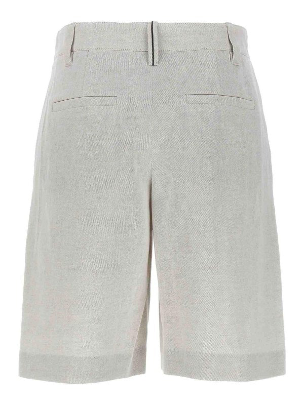 BRUNELLO CUCINELLI WOMEN'S LIGHT BEIGE LINEN BLEND SHORTS