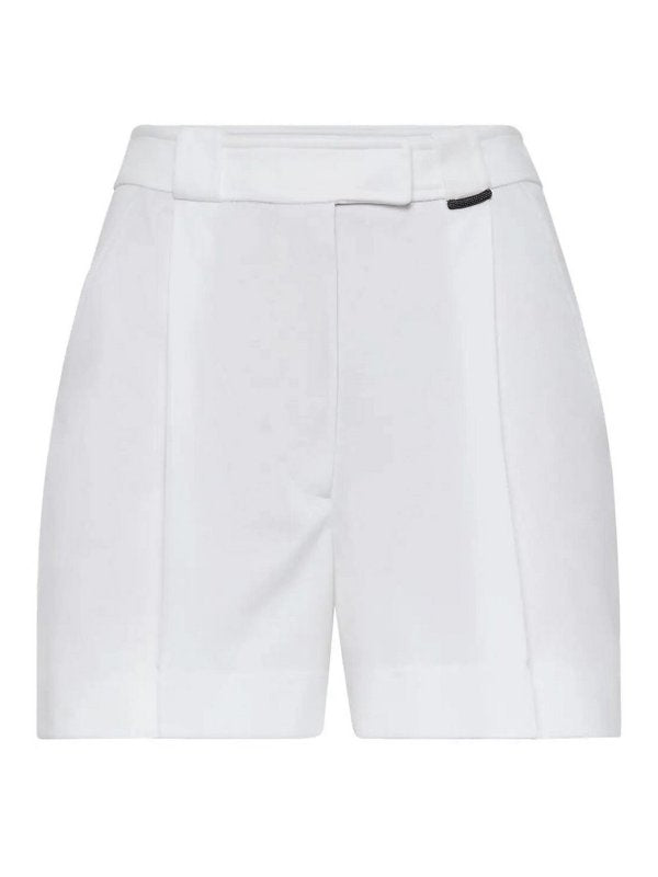 BRUNELLO CUCINELLI WOMEN'S WHITE TAILORED COTTON SHORTS