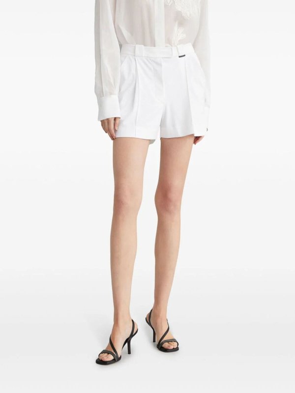 BRUNELLO CUCINELLI WOMEN'S WHITE TAILORED COTTON SHORTS