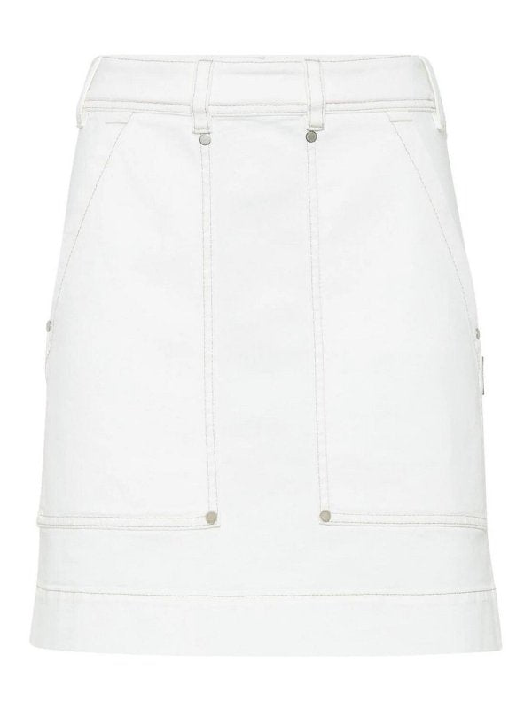 BRUNELLO CUCINELLI WOMEN'S WHITE COTTON STRAIGHT SKIRT