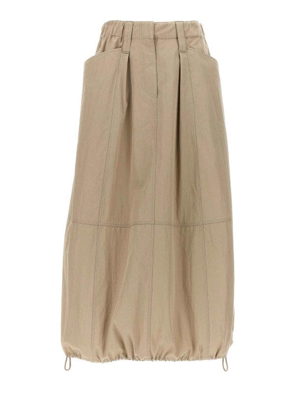 BRUNELLO CUCINELLI WOMEN'S BEIGE GATHERED HEM SKIRT