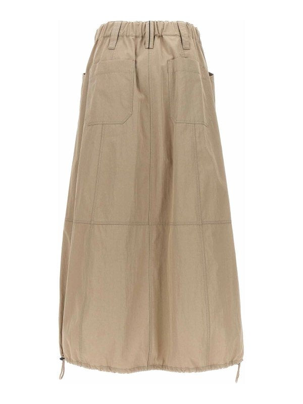 BRUNELLO CUCINELLI WOMEN'S BEIGE GATHERED HEM SKIRT