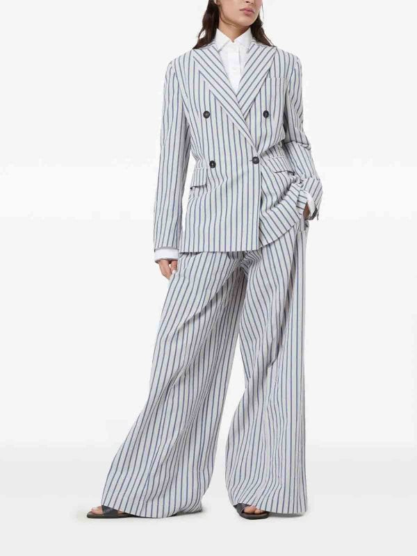BRUNELLO CUCINELLI WOMEN'S WHITE STRIPED TAILORED BLAZER