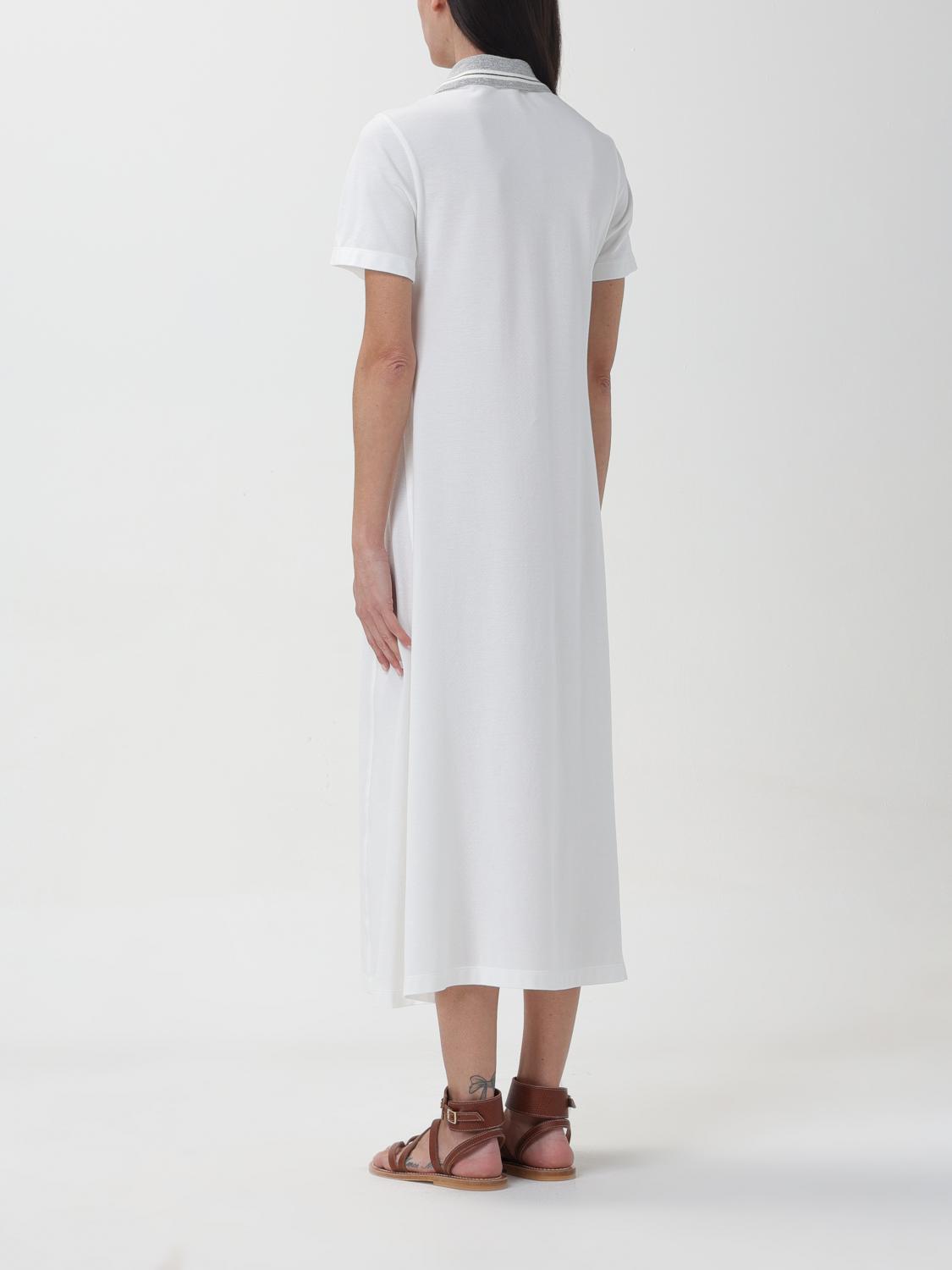 BRUNELLO CUCINELLI WOMEN'S WHITE POLO COLLAR DRESS