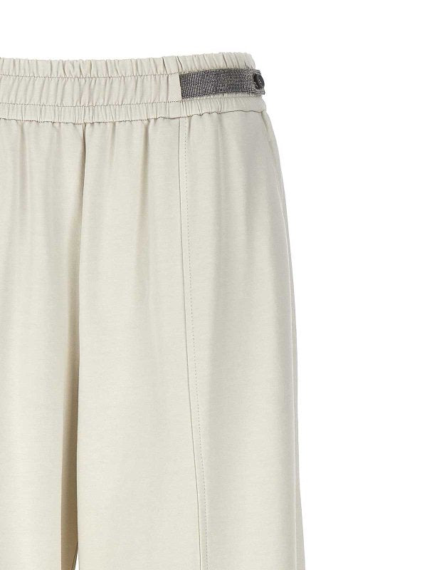 BRUNELLO CUCINELLI WOMEN'S OFF WHITE RELAXED COTTON TROUSERS