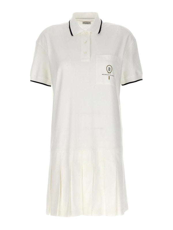 BRUNELLO CUCINELLI WOMEN'S WHITE COTTON POLO DRESS