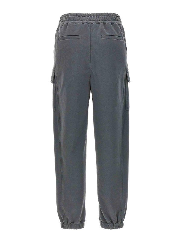 BRUNELLO CUCINELLI WOMEN'S DARK GREY COTTON CARGO TROUSERS