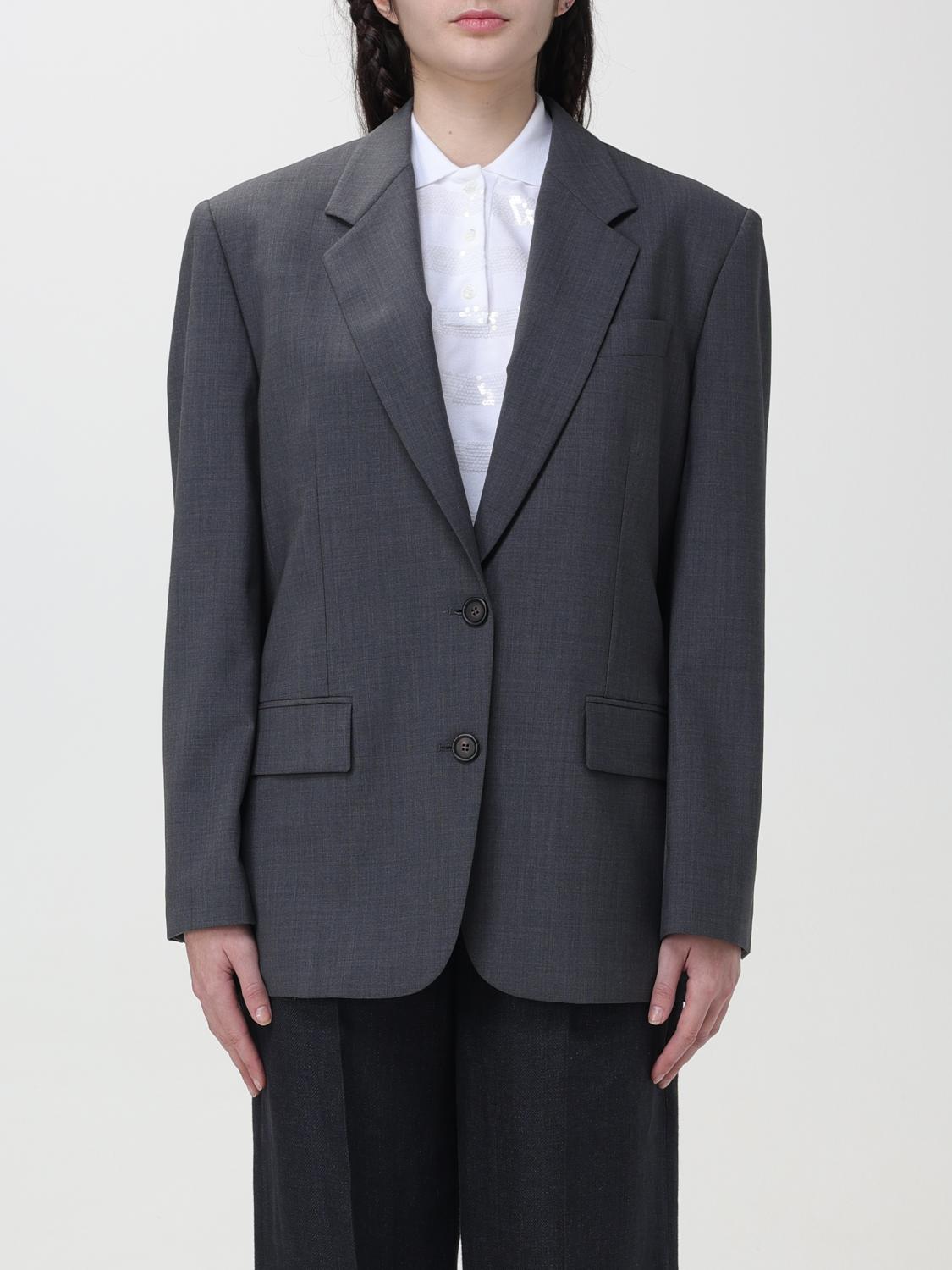 BRUNELLO CUCINELLI WOMEN'S DARK GREY WOOL BLAZER