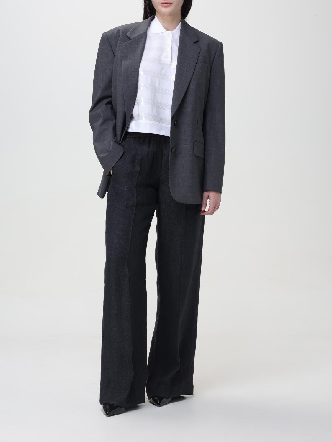 BRUNELLO CUCINELLI WOMEN'S DARK GREY WOOL BLAZER