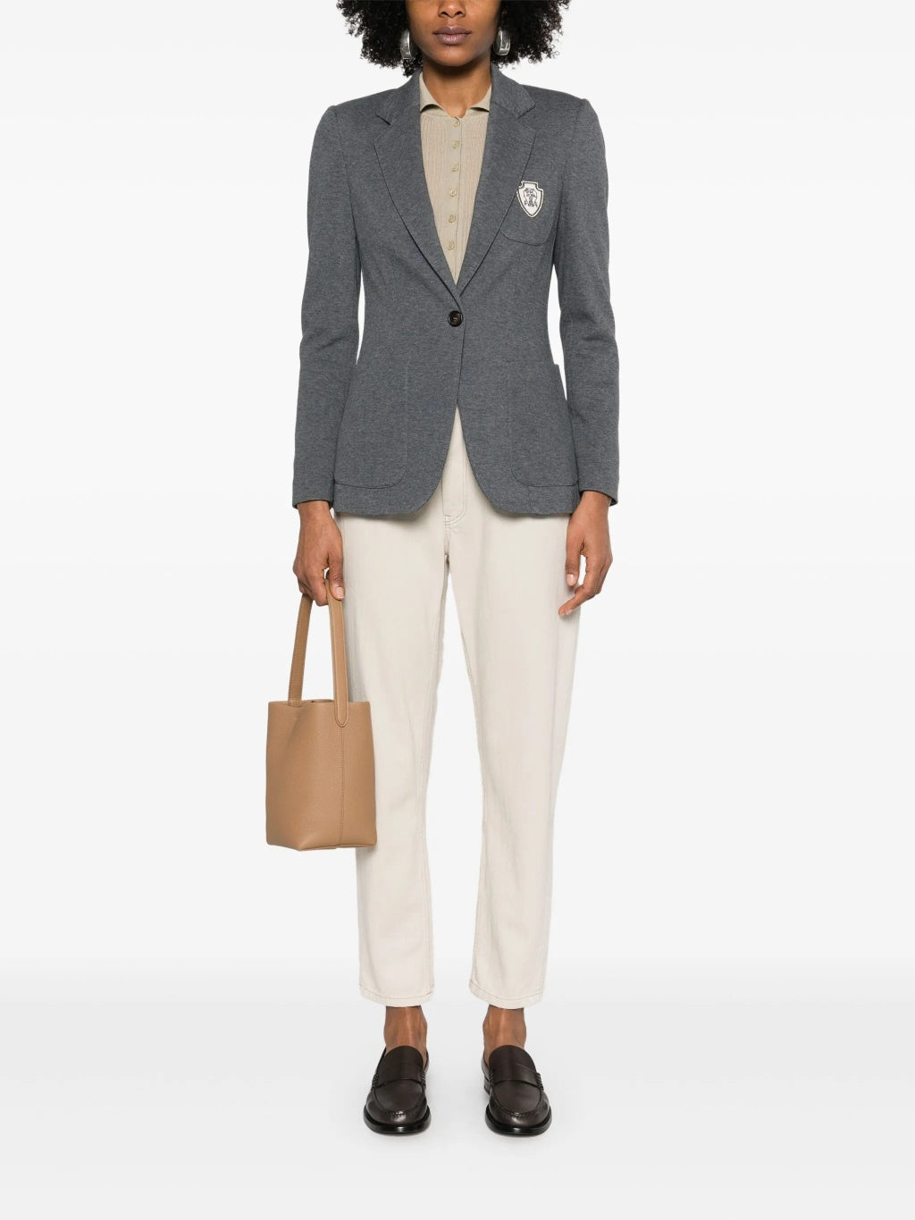 BRUNELLO CUCINELLI WOMEN'S GREY TAILORED COTTON JACKET
