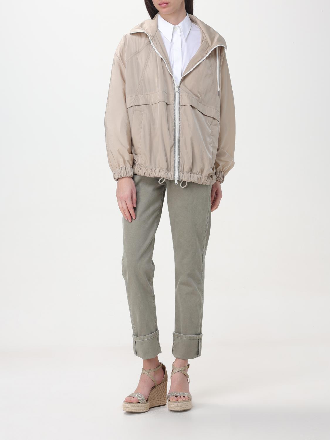 BRUNELLO CUCINELLI WOMEN'S LIGHT BEIGE HOODED JACKET