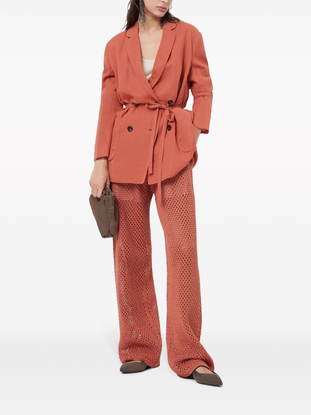 BRUNELLO CUCINELLI WOMEN'S RUST RELAXED COTTON JACKET